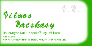 vilmos macskasy business card